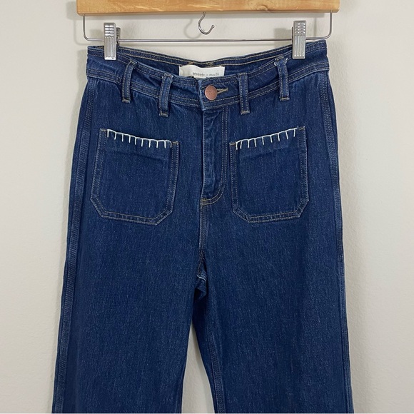 Anthropologie Seventy + Mochi‎ Mabel Wide Leg Jean Patch Pocket Dark VTG Size 27 - Picture 7 of 15